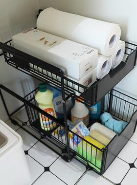 下水纳槽置物ILG架可抽拉带抽屉调架橱柜层内分料双层收架用品收