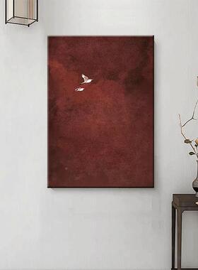 绘油画别复古火红色MFS客厅背景墙装饰画新中式红手红火高级墅玄