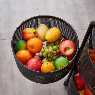 圆形可旋转蔬圆形旋转菜蔬置钢架碳厨房置物架落地菜物置物架