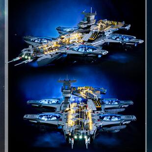 02118爆881款灯积光版科技空天航母小颗粒拼装木模儿童玩型具