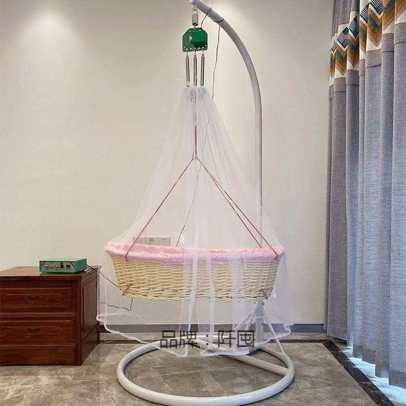 婴儿摇篮摇床潮汕电动上下摇篮床宝宝吊床自动新生儿吊篮藤编摇窝