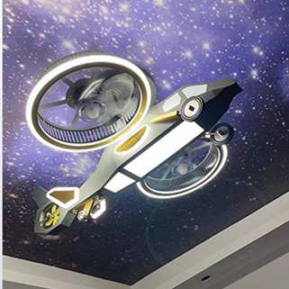 直升飞机灯带风扇灯LED男童卧室吸顶灯具儿童房灯男孩创意电扇灯
