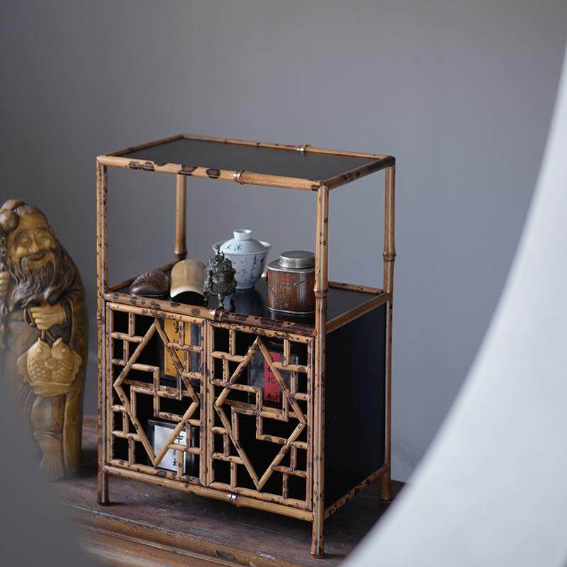 湘妃竹茶棚 镂空茶水柜 茶道茶具文玩收纳架展示架 禅意博古架