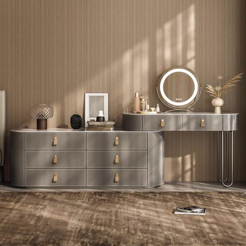 梳妆台储物柜一体意式极简卧室现代简约斗柜转角实木设计师化妆桌