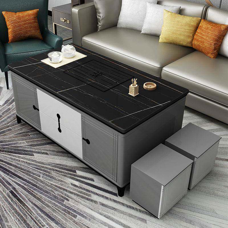 岩板功夫茶几电视茶柜组合大轻理家具奢HXB石客厅全自动上水冲泡