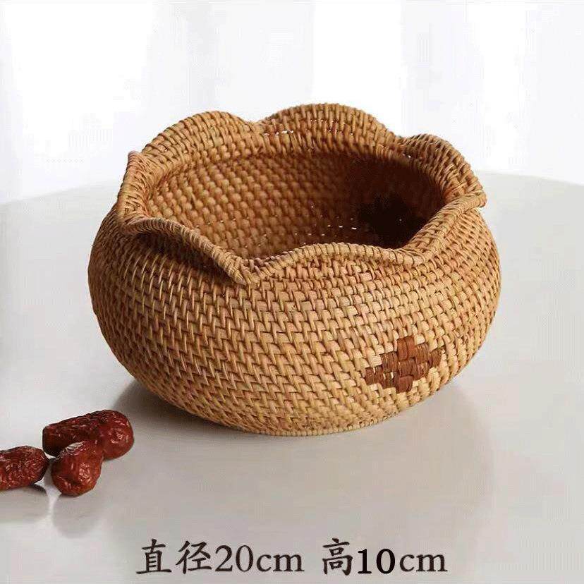 藤编篮干果蔬菜收纳筐茶点收纳蓝果饰藤装果篮、花袋编花瓶藤编福