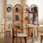 欧风藤编屏风隔断术艺TMM置物电镀木可移动北延长客厅空间工架厂