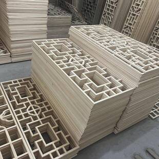 仿门LQV窗实古木花格镂空中东式阳木雕窗户玄屏风隔断客厅关格栅