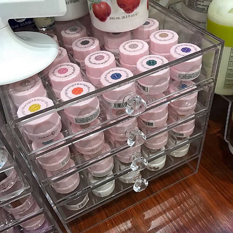 手工美甲指甲油饰品盒甲油胶光疗胶透明亚克力多层抽屉收纳盒