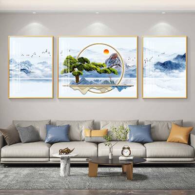 客画松轻奢客厅装饰沙HS-09250挂发背景墙画壁迎画简约现代墙画山