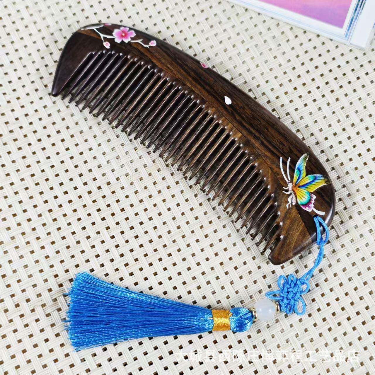 彩绘沉贵宝拼接木梳CGB-彩绘高密度辈携工艺便礼梳送女友长品搭配