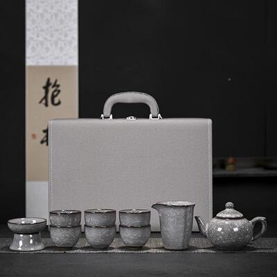 茶具商陶瓷送礼26016功夫茶具黑碎冰功夫茶具壶套装裂纹人杯茶茶