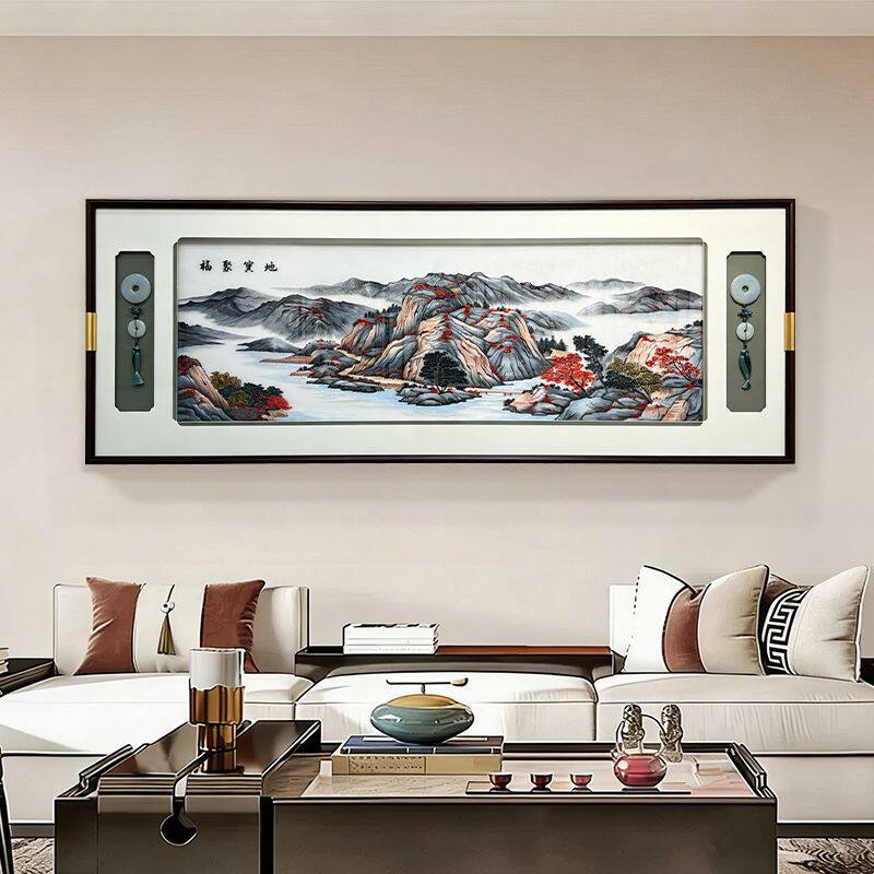 玉扣流苏C款苏绣装饰画合集 -真丝底料实木框客厅沙发背景墙挂画