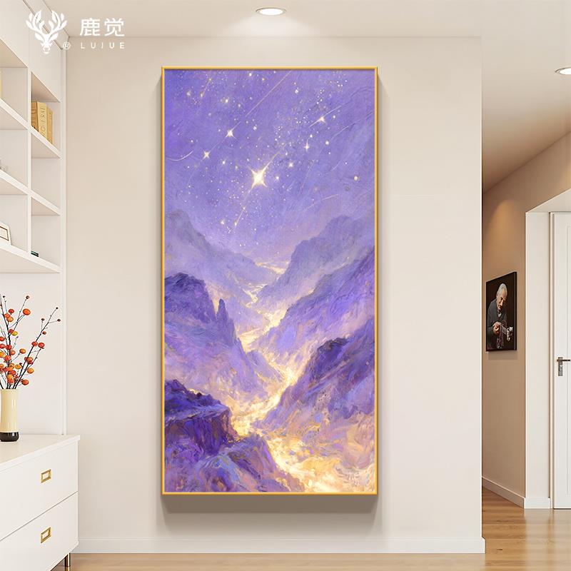 紫气东来入户门玄关挂画 画流水生财楼梯间装饰画 画高级感酒店走