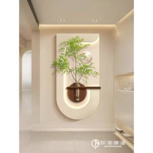 砂岩奶油风水培绿植玄关装 灯画 饰画入户挂画走廊过道尽头2026新款