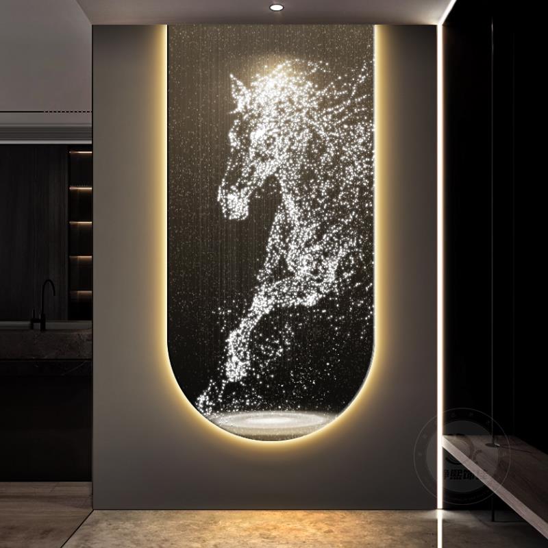 轻奢马到成功玄关装饰画 画大气骏马走廊过道挂画 画高级感入户带