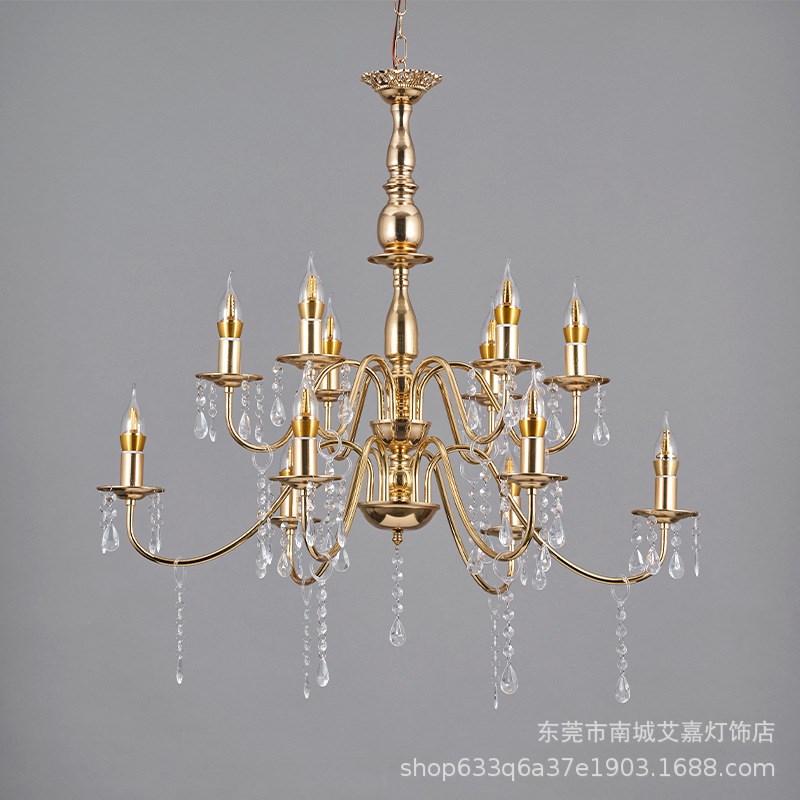 新款婚庆道具双层欧式铁艺12头吊灯空中吊顶装饰婚礼婚庆布置道具