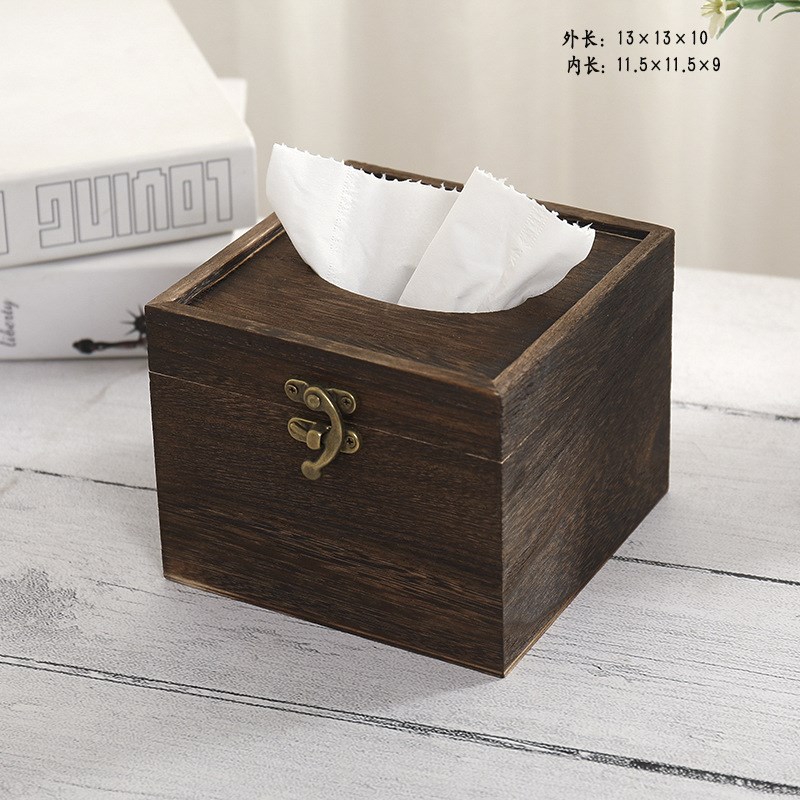 纸巾盒新款复古木质纸巾盒创意卷纸抽纸盒客厅卧室餐桌纸巾收纳盒