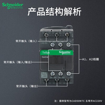 施耐/德CAD32M7C/F7C中间控制继电器CAD50BDC110/220V 交流接触器
