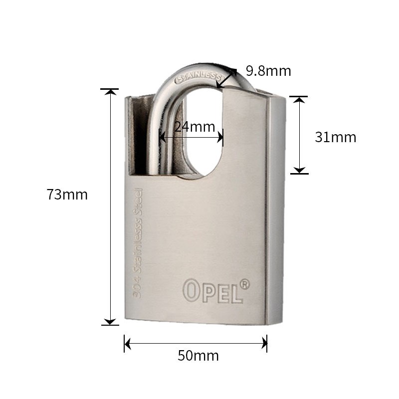 OPEL不锈钢挂锁 304/316半包梁双槽电脑钥匙锁具室外电力箱欧宝锁
