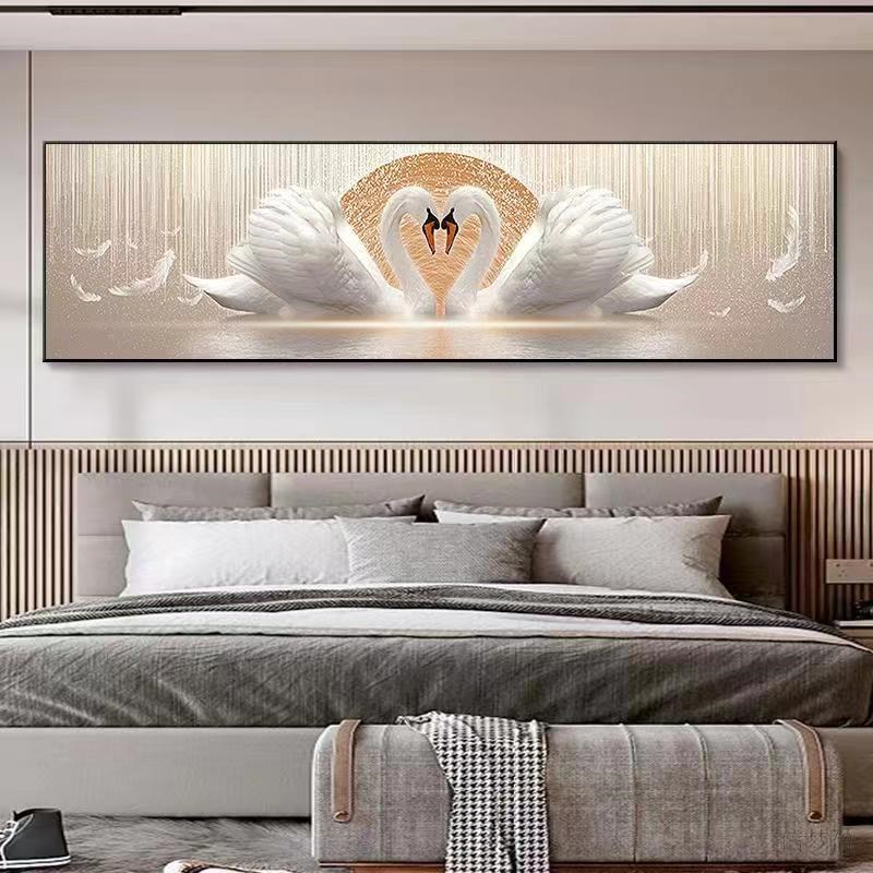 5d钻石画满钻新款客厅天鹅情侣2023点钻十字绣钻石绣卧室床头温馨