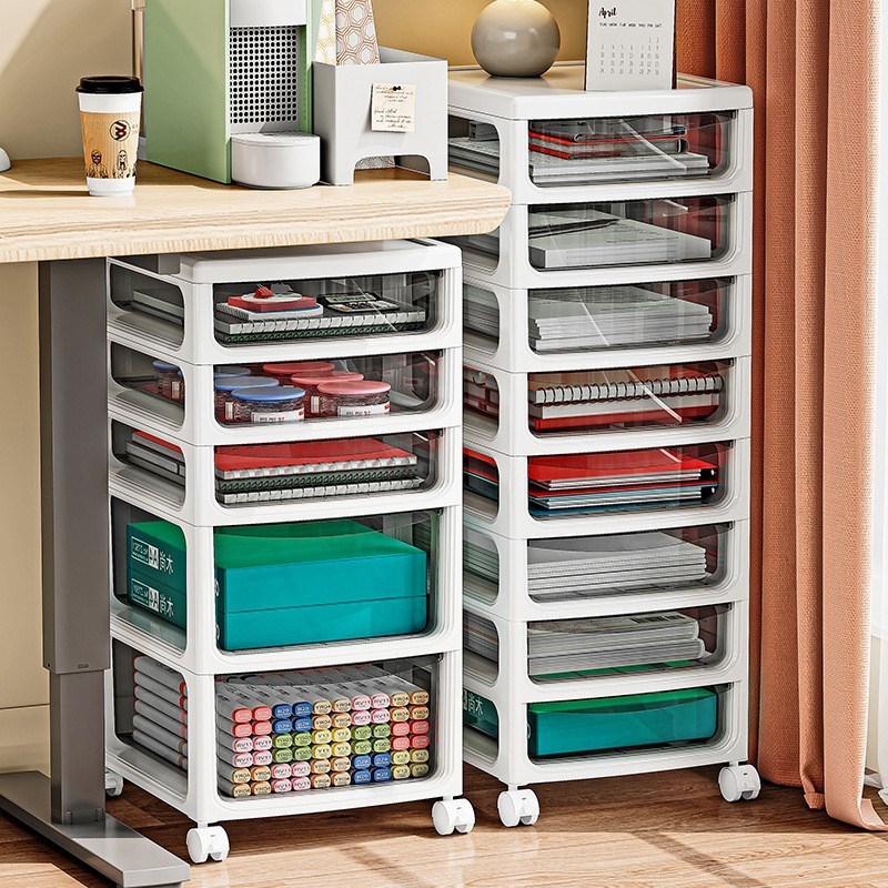 桌下收纳柜书桌办公室抽屉式文件学习盒储物柜箱置物架移动夹缝柜