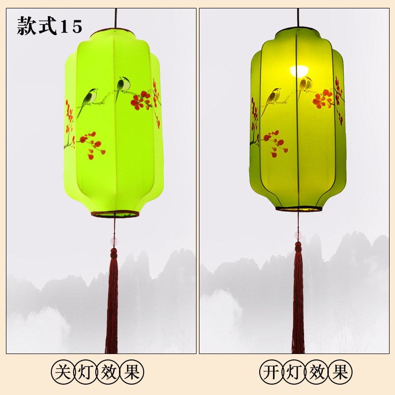 中式布艺手绘灯笼仿古典宫灯餐厅茶楼过道创意冬瓜长形布艺吊灯具