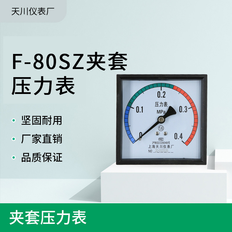 天川夹套压力表方形表96mm灭菌炉内室夹套压力表真空表F-80SZ