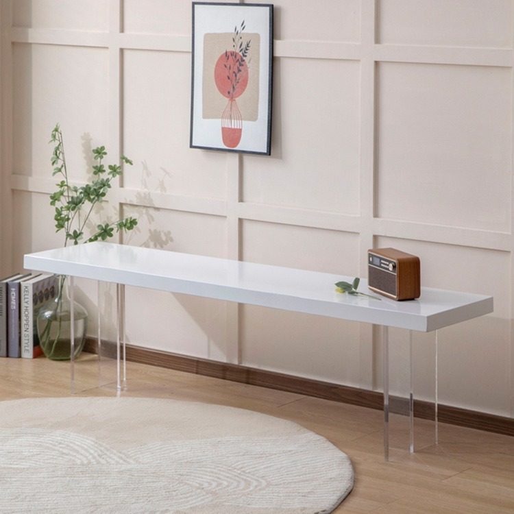 北欧亚克力长条凳悬浮实木长凳白蜡木玄关换鞋凳长板凳长椅子餐凳