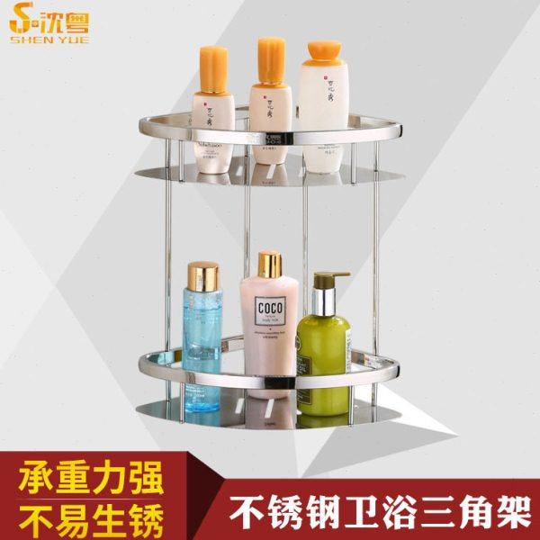 304不锈钢三角架壁挂双层浴室篮墙上转角架卫生间厨房置物架
