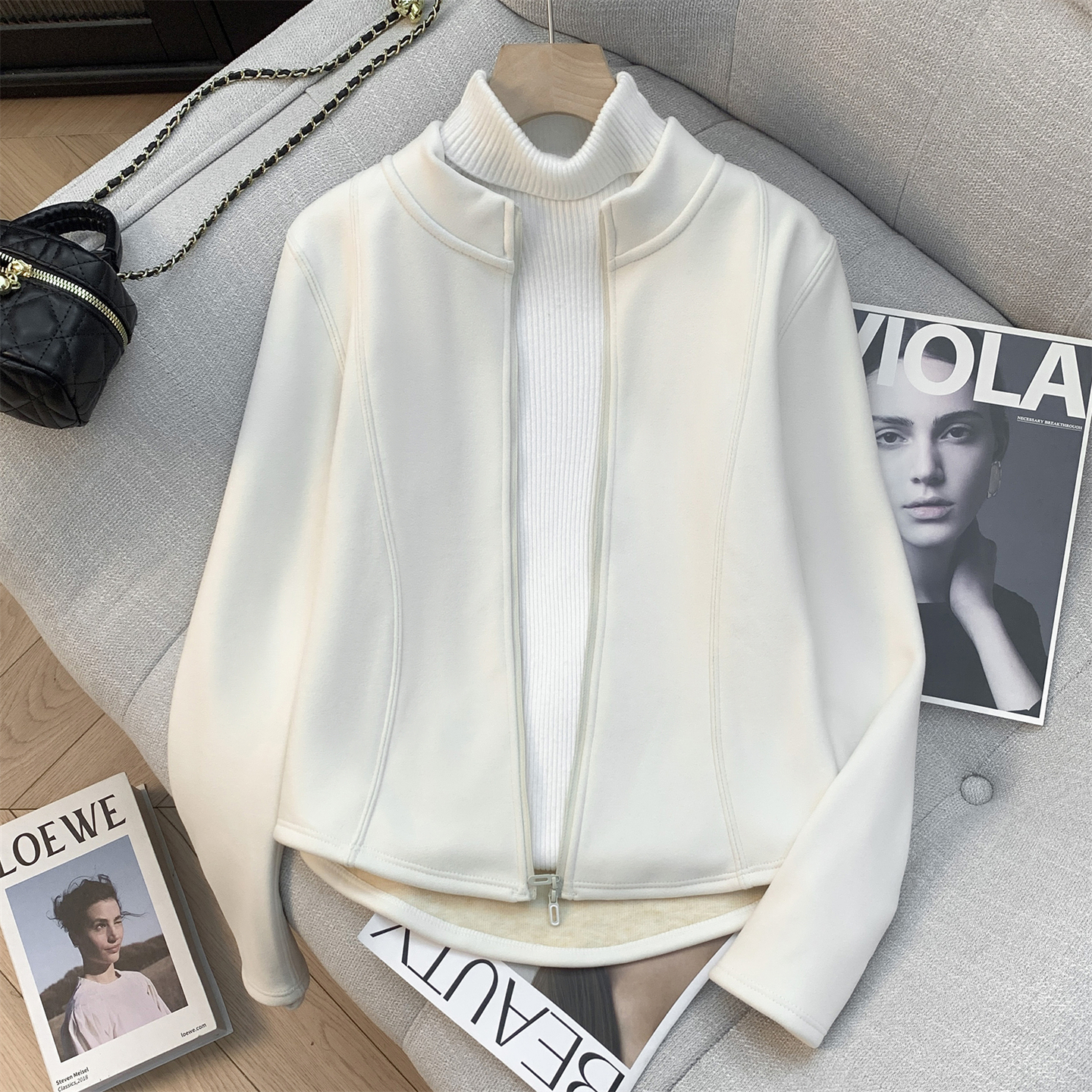 秋冬双面绒保暖小蛮腰短款外套女