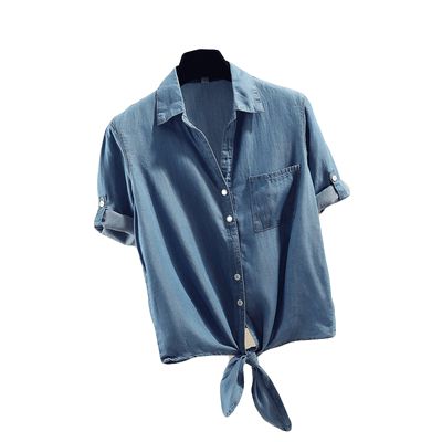 春夏季新款打结披肩防晒牛仔衬衫