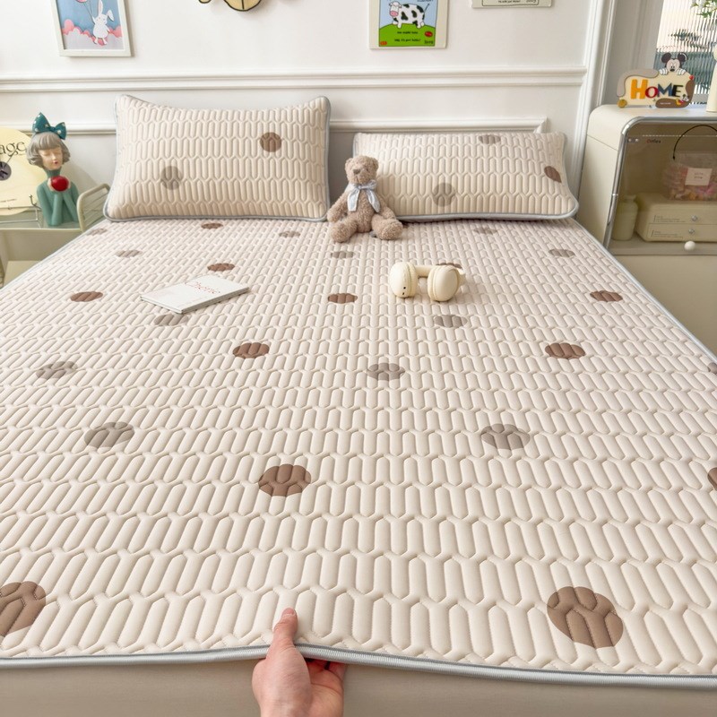 夏季冰丝三件套软垫空调泰国床单可水洗机洗两用可乳胶席子凉席3