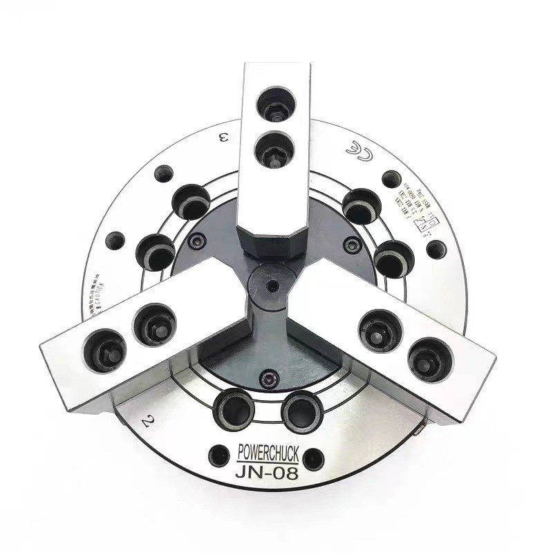 台湾标准  钢体中实 4寸三爪液压卡盘 高精度   油压动力夹头JN04