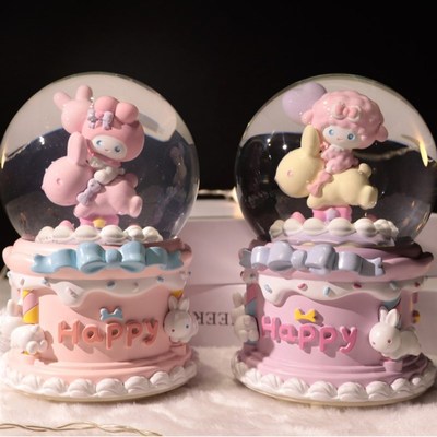 美乐蒂比爱诺大号水晶球音乐盒厂家直销 卧室音乐灯光氛围摆件