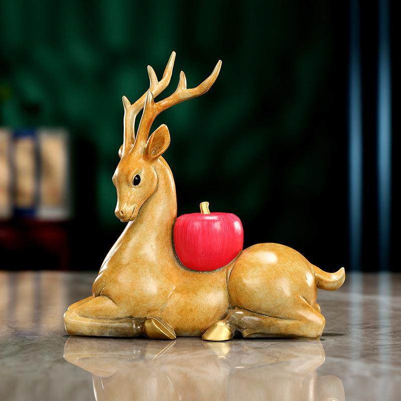 彩铜一鹿平安摆件 家居办公室祥鹿工艺品桌面梅花鹿迷你小装饰