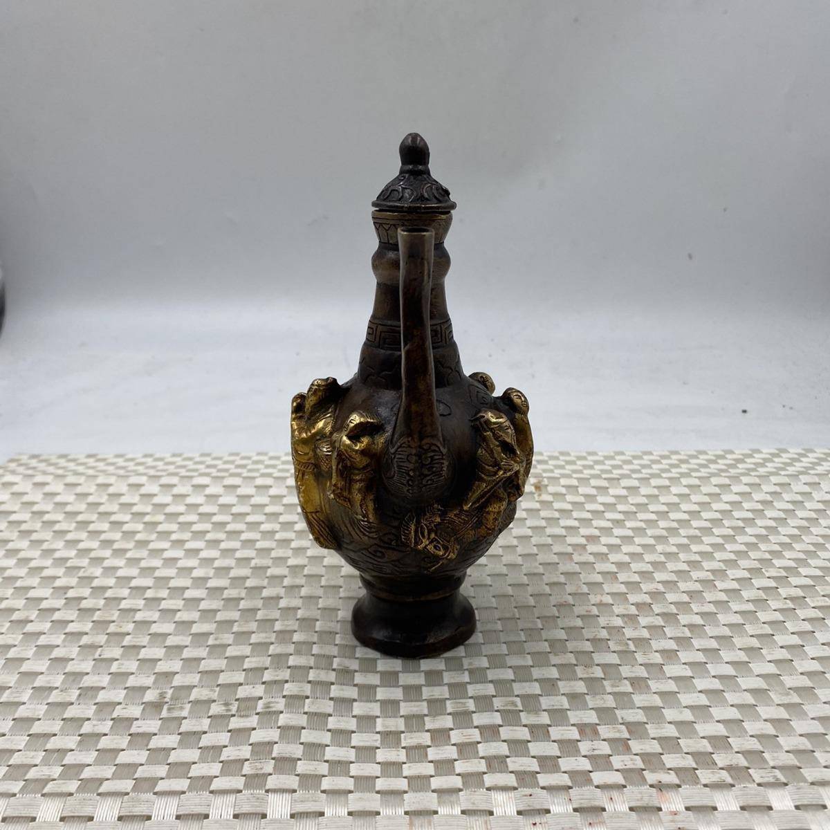 仿古做旧八仙酒壶摆件古玩收藏酒壶客厅家居摆设工艺品铜器铜壶无
