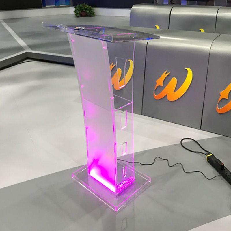 亚克力透明演讲台会议主持台发言台发光泊车台磨砂接待台迎宾台