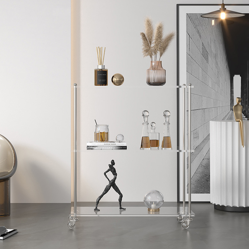 轻奢亚克力小推车客厅沙发边几可移动茶几厨房家用收纳落地置物架