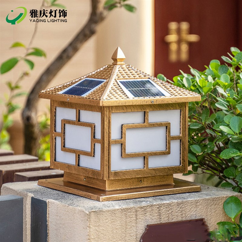 太阳能柱头灯 别墅围墙门柱照明灯农村室外围栏太阳能户外庭院灯