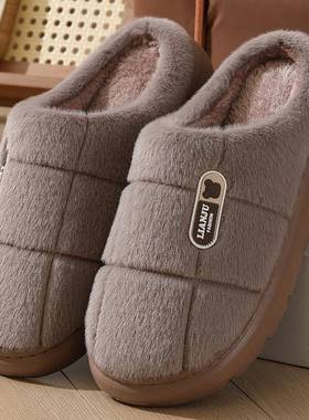 2鞋025新款底男士棉拖码4647秋冬季女保暖毛拖鞋厚毛绒拖鞋210021