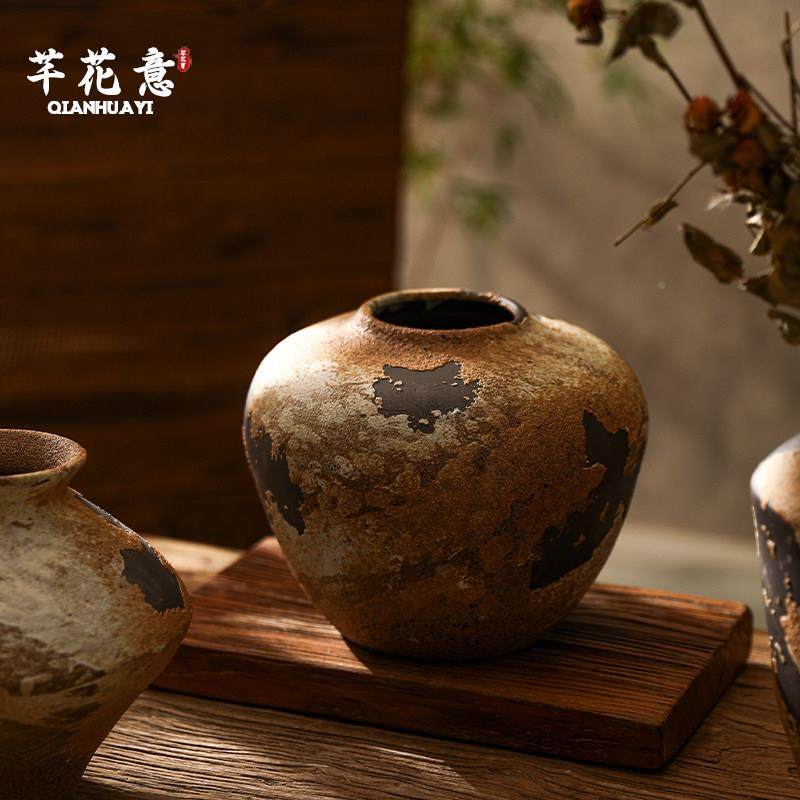 景意瓶德镇陶瓷罐花家zc50用客厅复古诧寂风花器插花禅小号陶中古,家居饰品,花瓶,淘宝优惠券,粉丝福利购,淘宝优惠卷