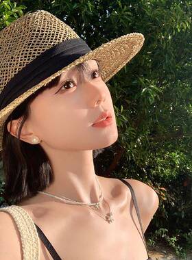 覆巴拿马风zl30460镂空季草帽女夏2025新款大帽簷海古度假遮阳遮