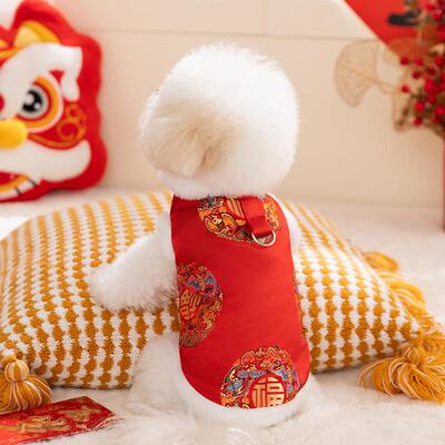 狗衣服新年简约五龙2512CGLK唐装加绒保团马暖甲中小型狗泰迪猫咪