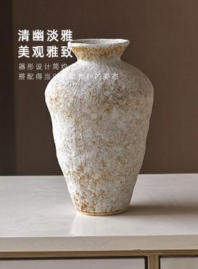 乔乔W是l。P446粗瓶d。紫色的春天。覆古花abi-Sabi风格陶瓷罐新