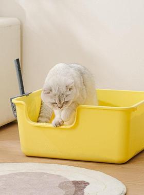猫砂盆超大号防外猫幼厕开所特大防臭放式猫GZR-C3砂盆子溅巨大猫