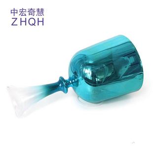 蓝色手持圣杯水晶音乐颂钵瑜伽减压愈合歌唱碗打击乐器水晶歌唱碗