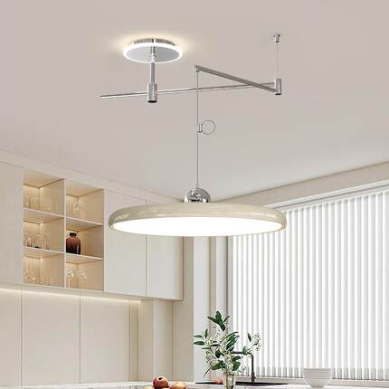 简约风餐厅吧台可移位灯现代极简茶室灯高级感LED全光谱摇臂吊灯