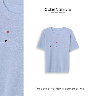 告别之夜 圆领针织上衣 枋叙 刺绣个性 CN320D005 香氛恋人