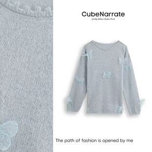 个性 棉花糖果 枋叙 立体蝴蝶套头毛衣CN320W084 告别之夜